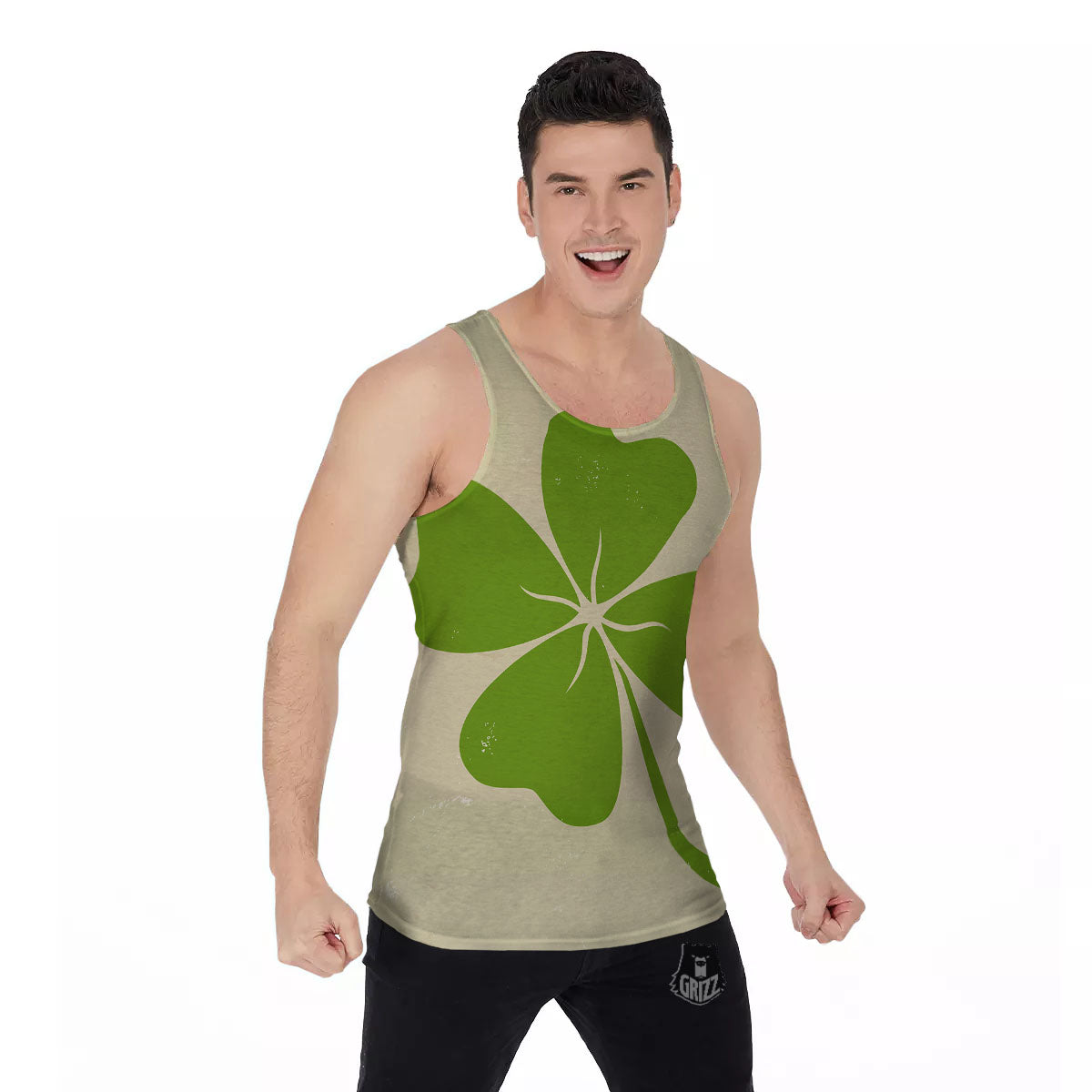 Four Leaf Clovers Irish Print Men's Tank Top-grizzshop