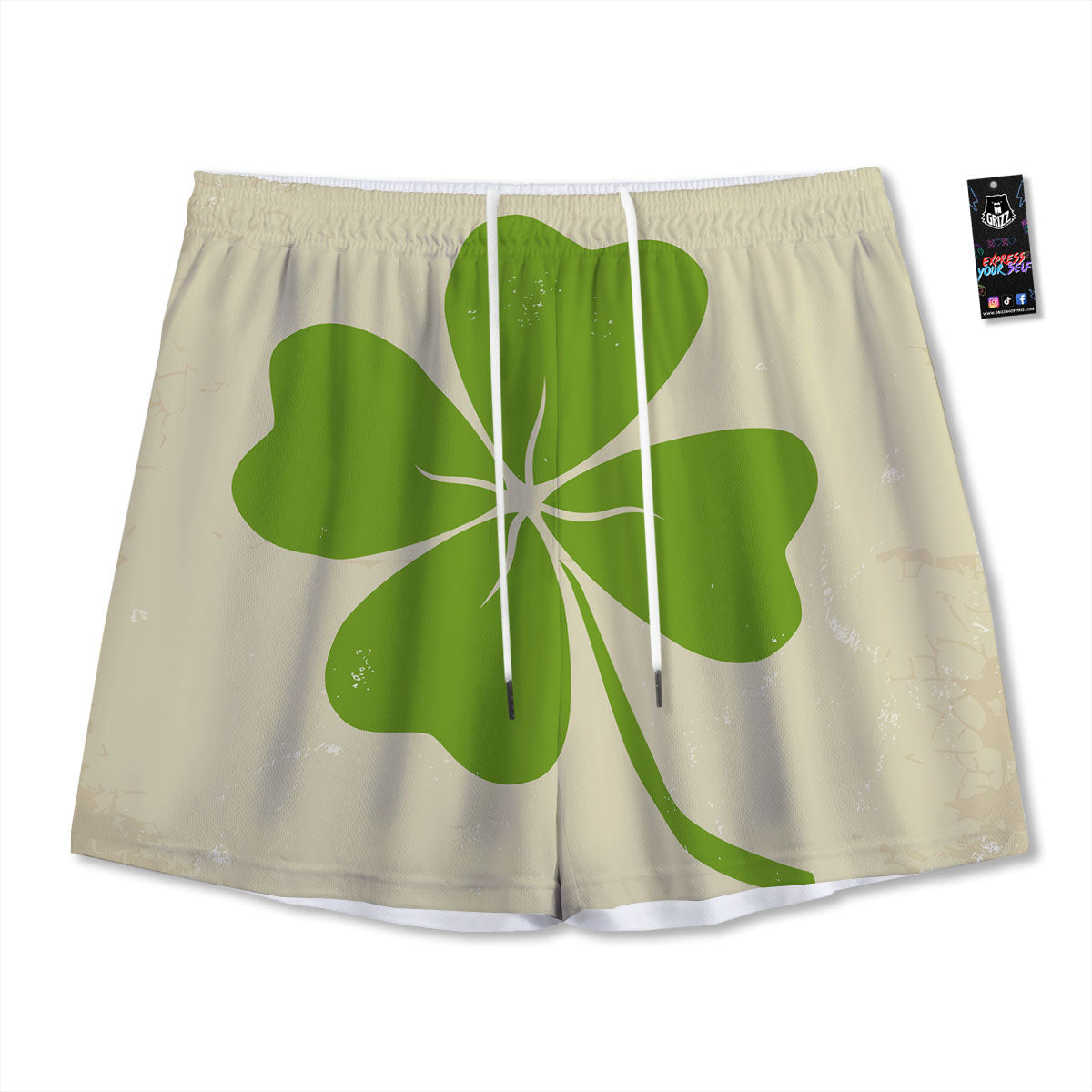 Four Leaf Clovers Irish Print Mesh Shorts
