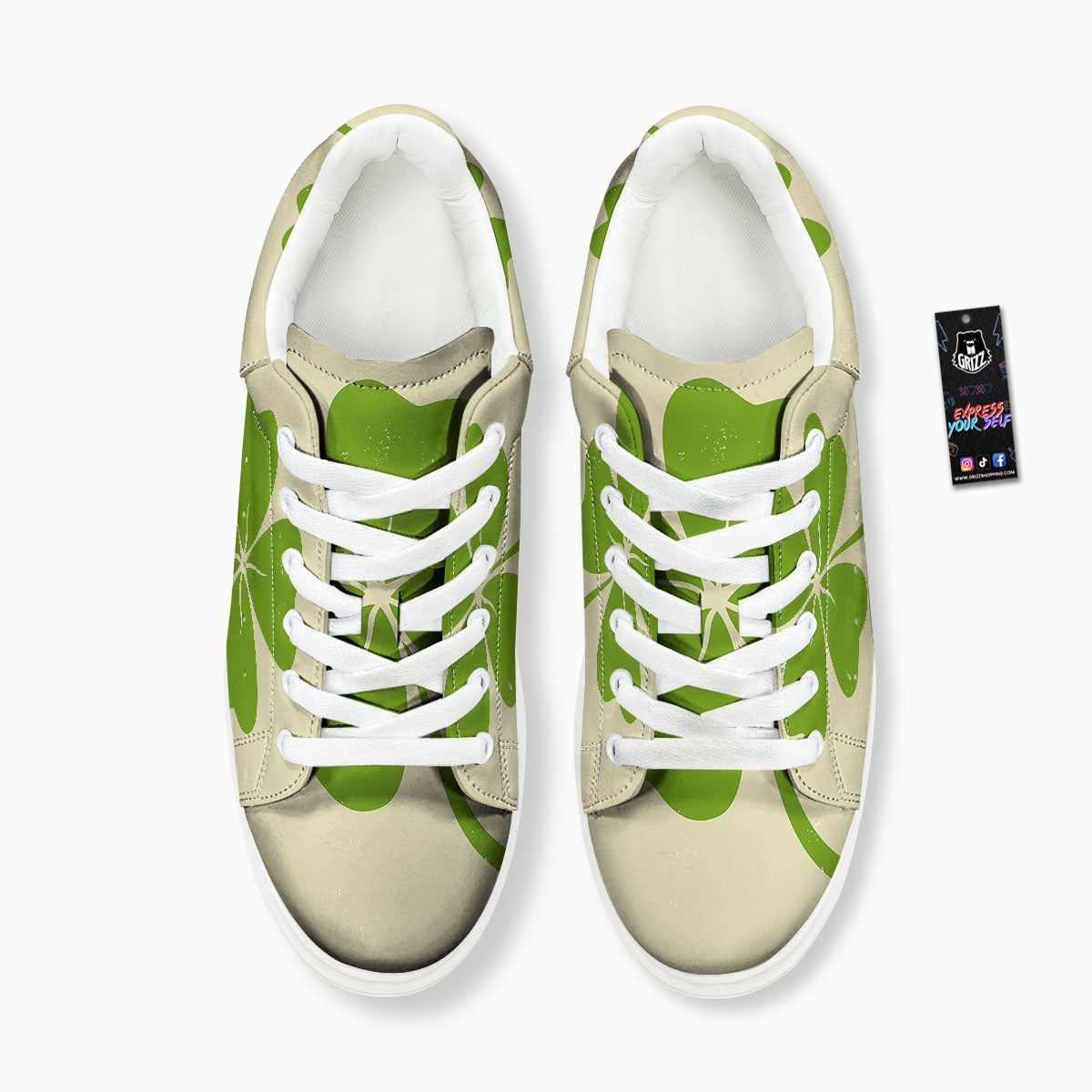 Four Leaf Clovers Irish Print Platform Shoes-grizzshop