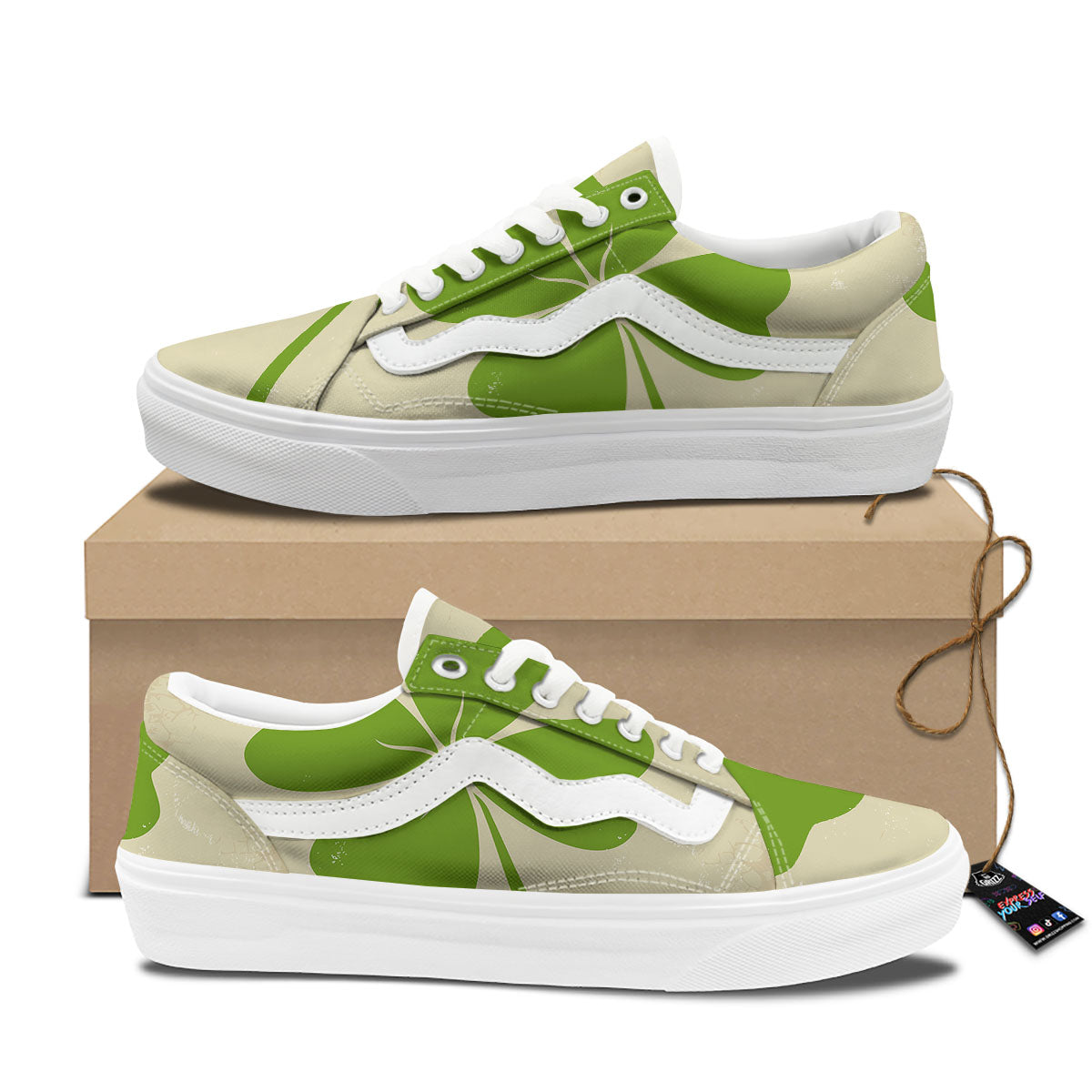 Four Leaf Clovers Irish Print Skate Shoes-grizzshop