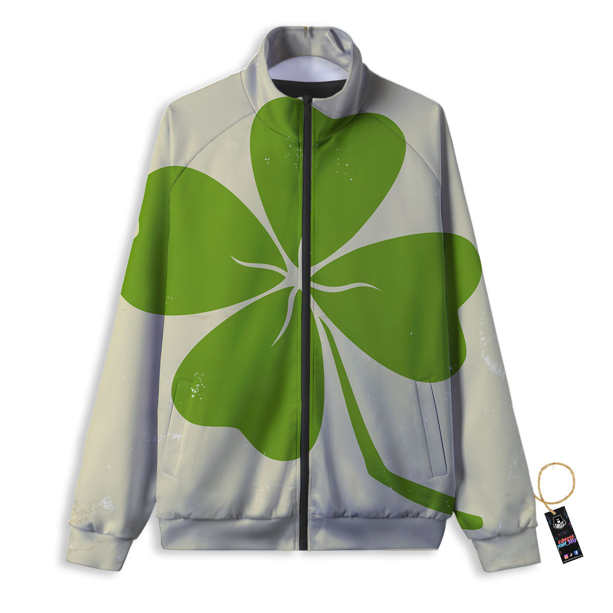 Four Leaf Clovers Irish Print Track Jacket-grizzshop