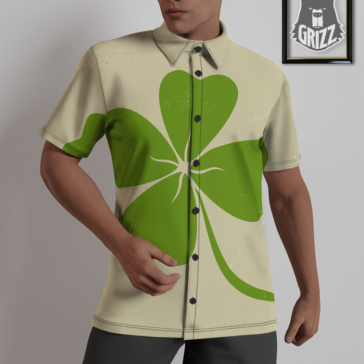 Four Leaf Clovers Irish Print Untucked Shirts-grizzshop
