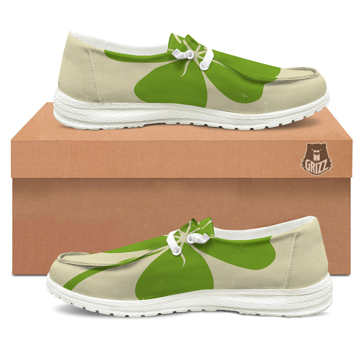Four Leaf Clovers Irish Print White Loafers-grizzshop