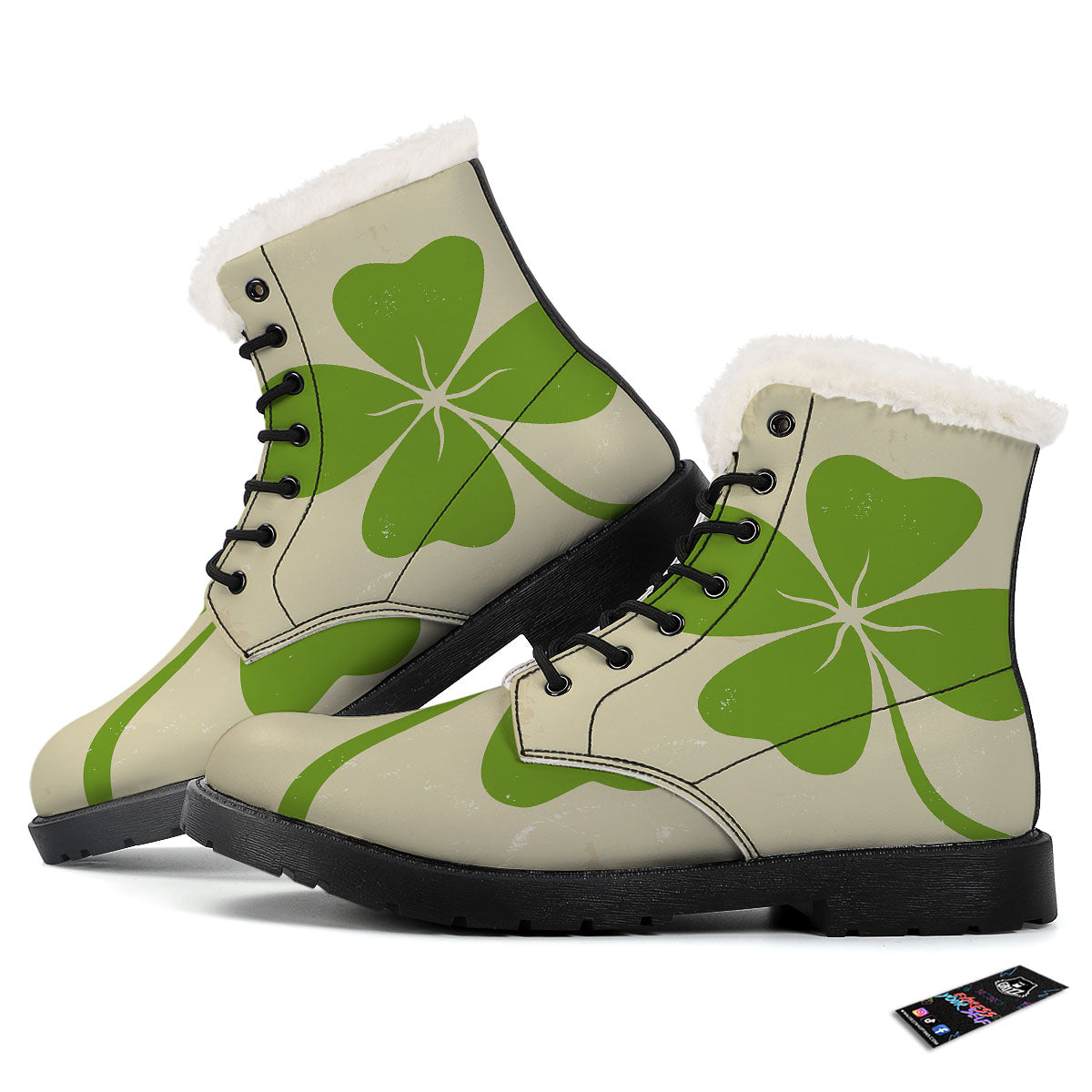 Four Leaf Clovers Irish Print Winter Boots-grizzshop