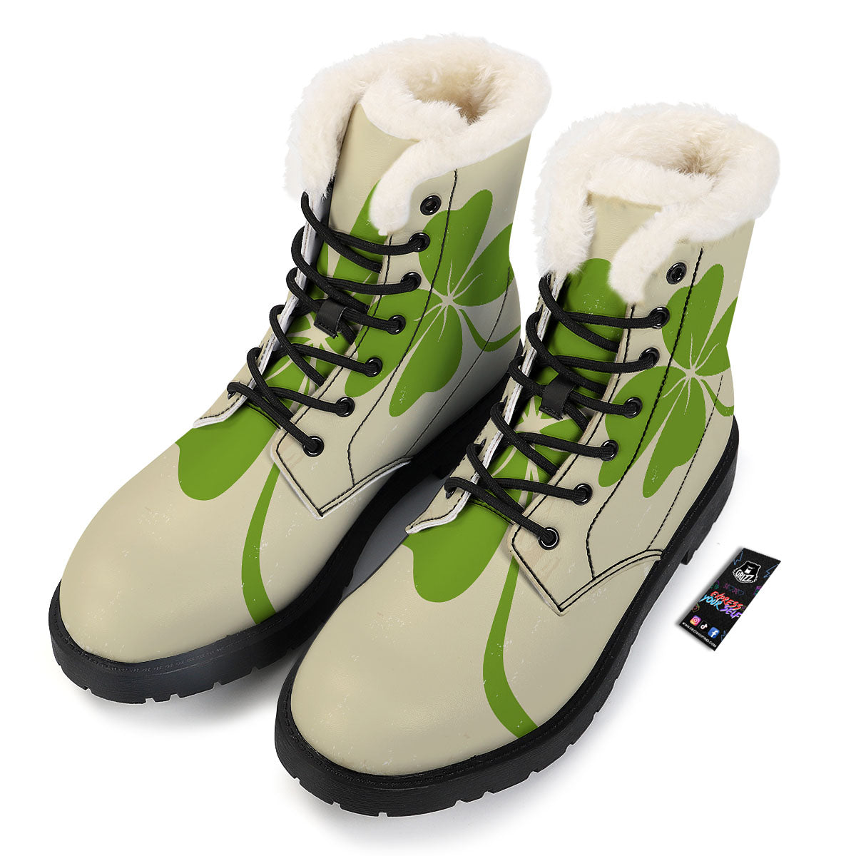 Four Leaf Clovers Irish Print Winter Boots-grizzshop