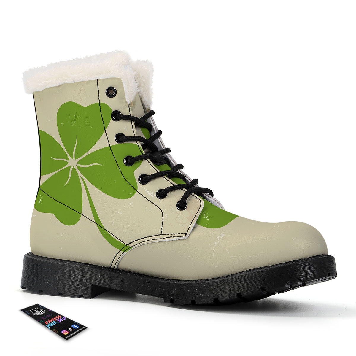 Four Leaf Clovers Irish Print Winter Boots-grizzshop
