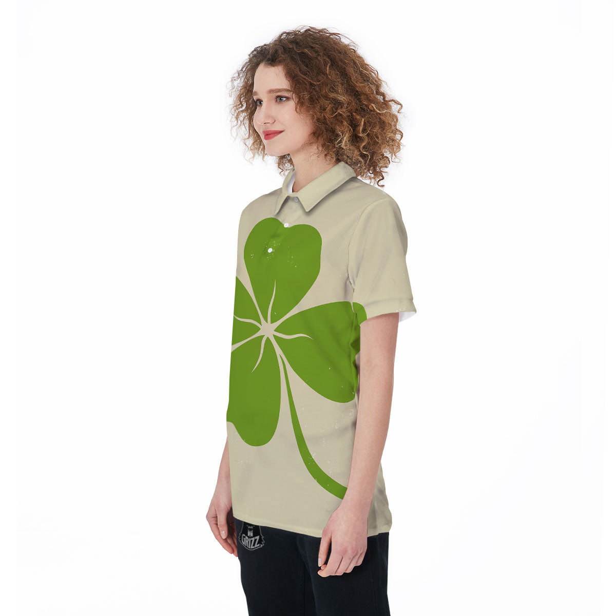 Four Leaf Clovers Irish Print Women's Golf Shirts-grizzshop