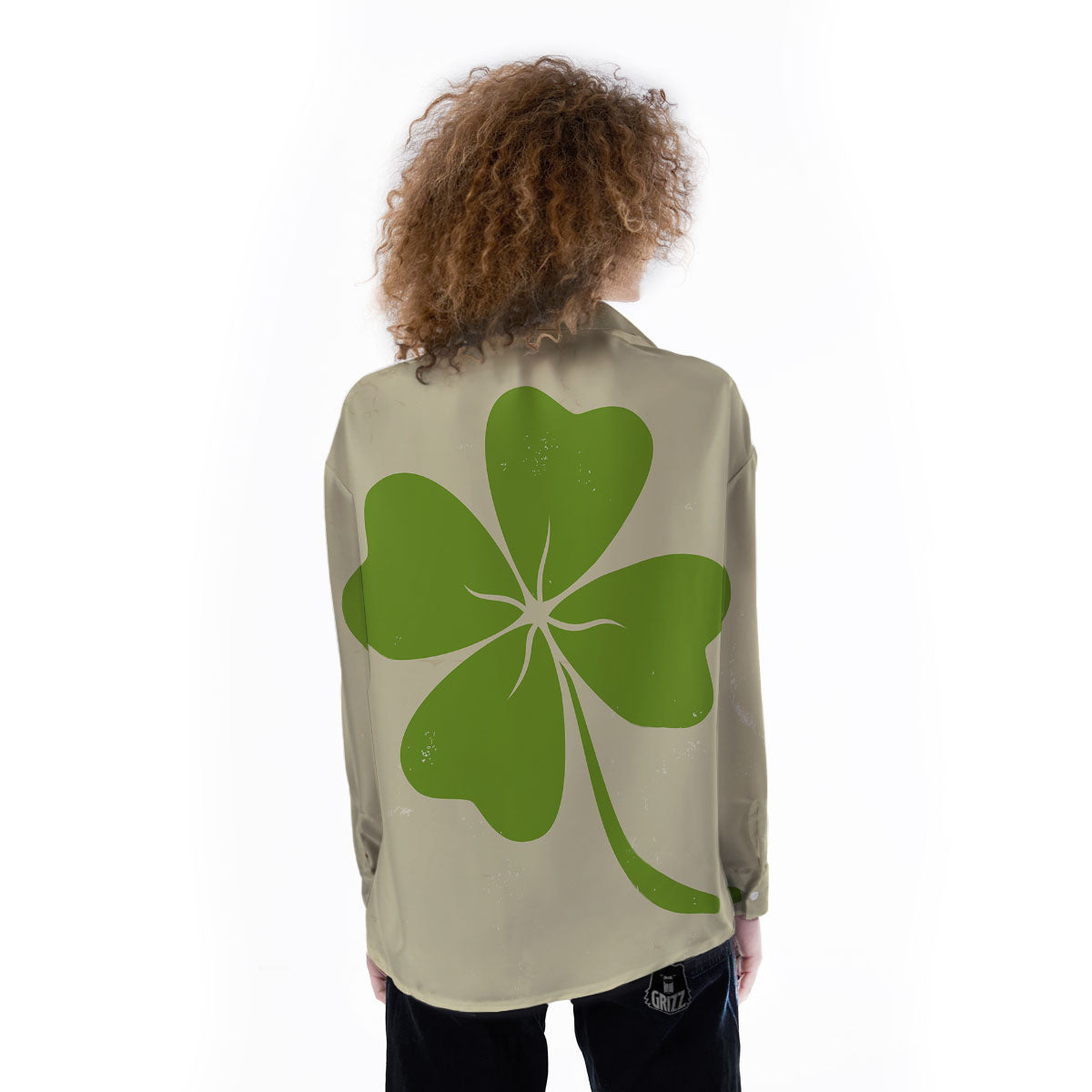 Four Leaf Clovers Irish Print Women's Long Sleeve Shirts-grizzshop