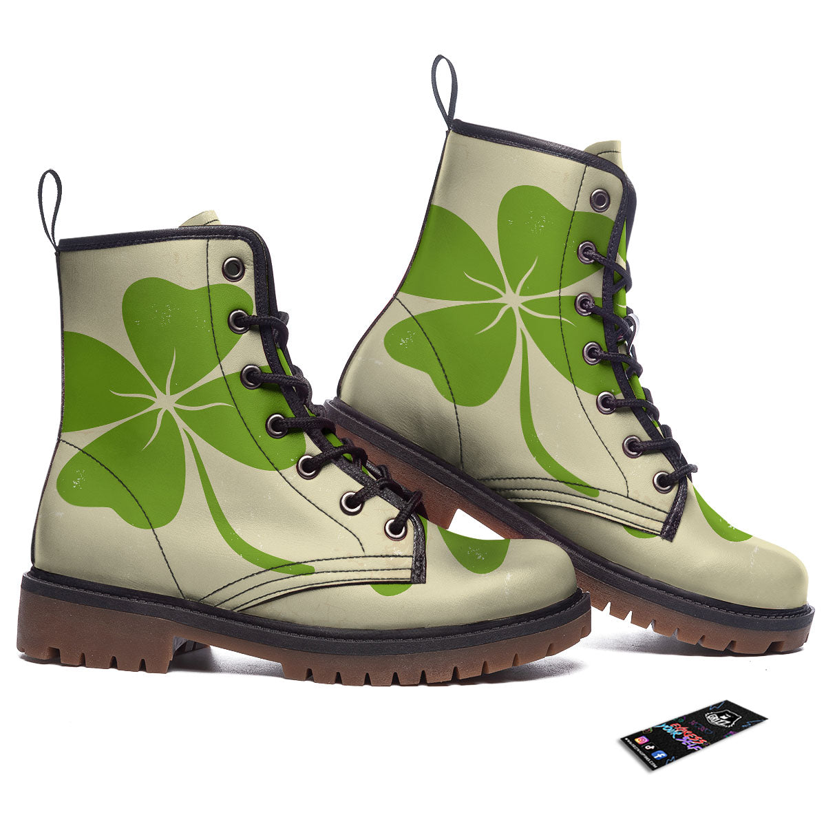 Four Leaf Clovers Irish Print Work Boots-grizzshop