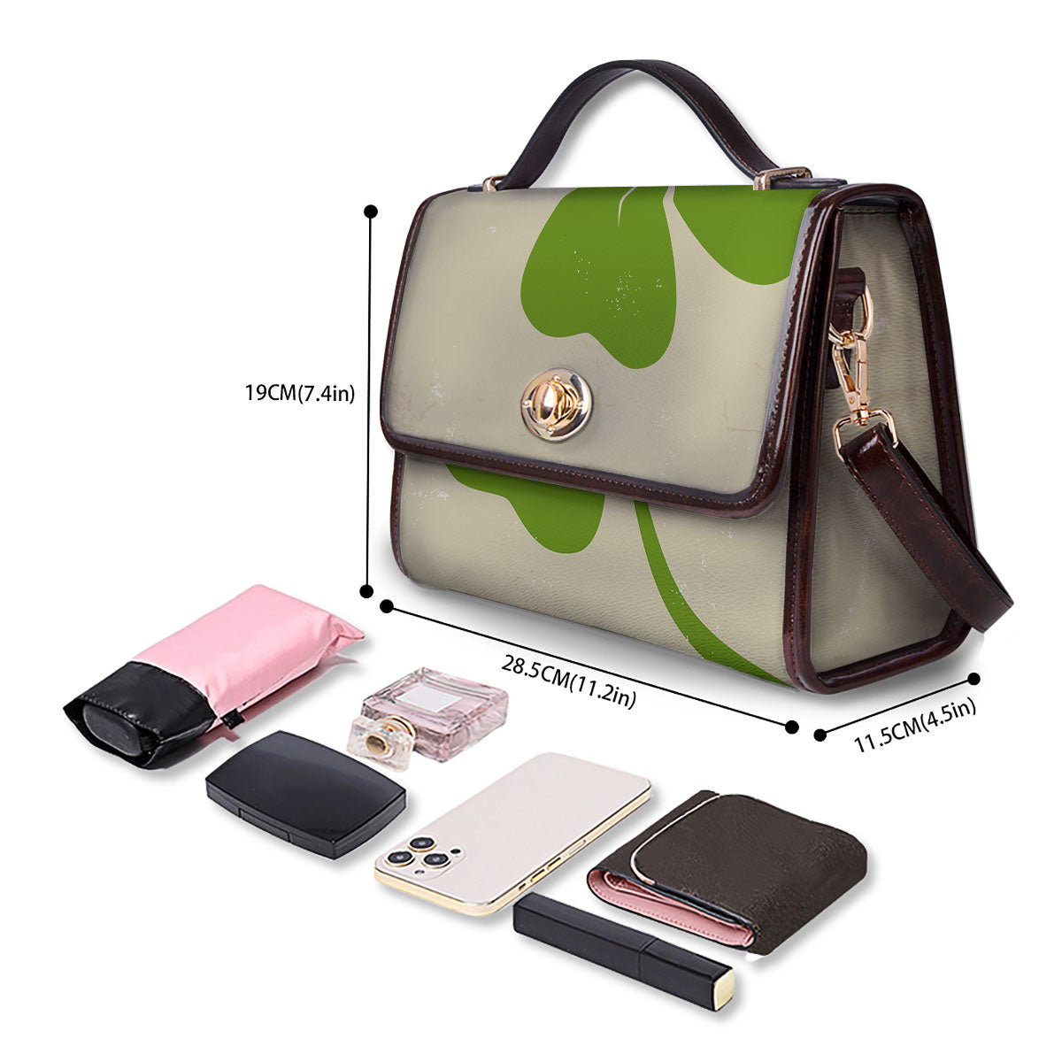 Four Leaf Clovers Irish Print Women's Satchel Bag
