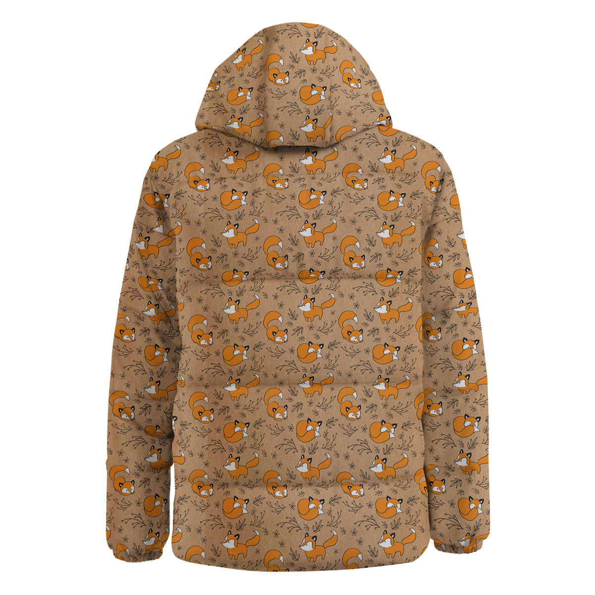 Fox Cartoon Print Pattern Down Jacket-grizzshop