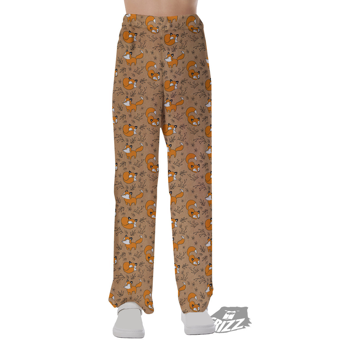 Fox Cartoon Print Pattern Pajama Pants-grizzshop
