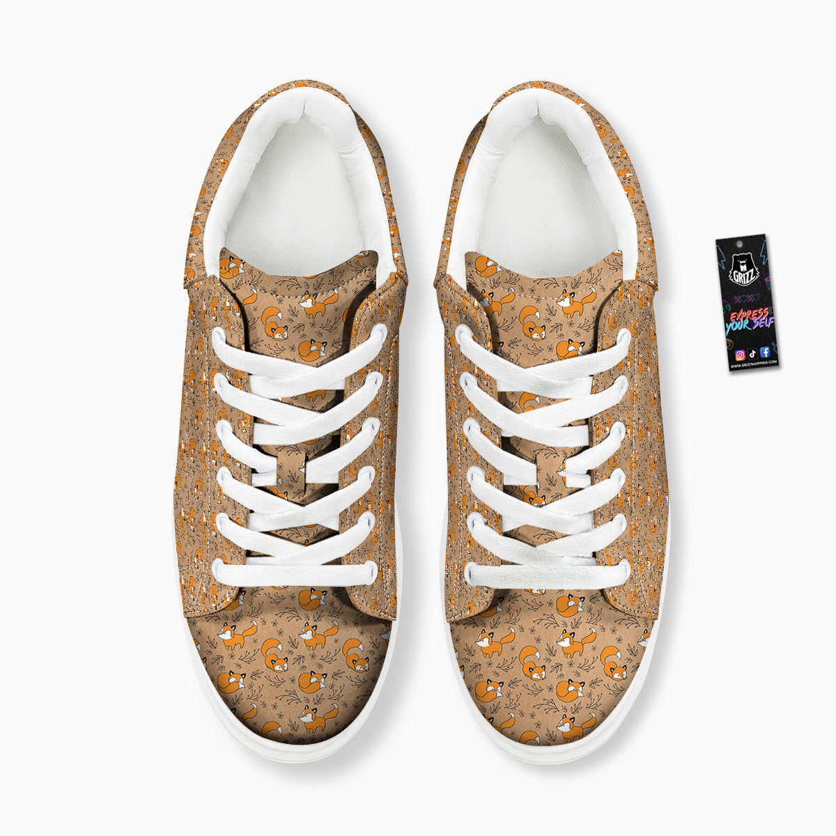 Fox Cartoon Print Pattern Platform Shoes-grizzshop