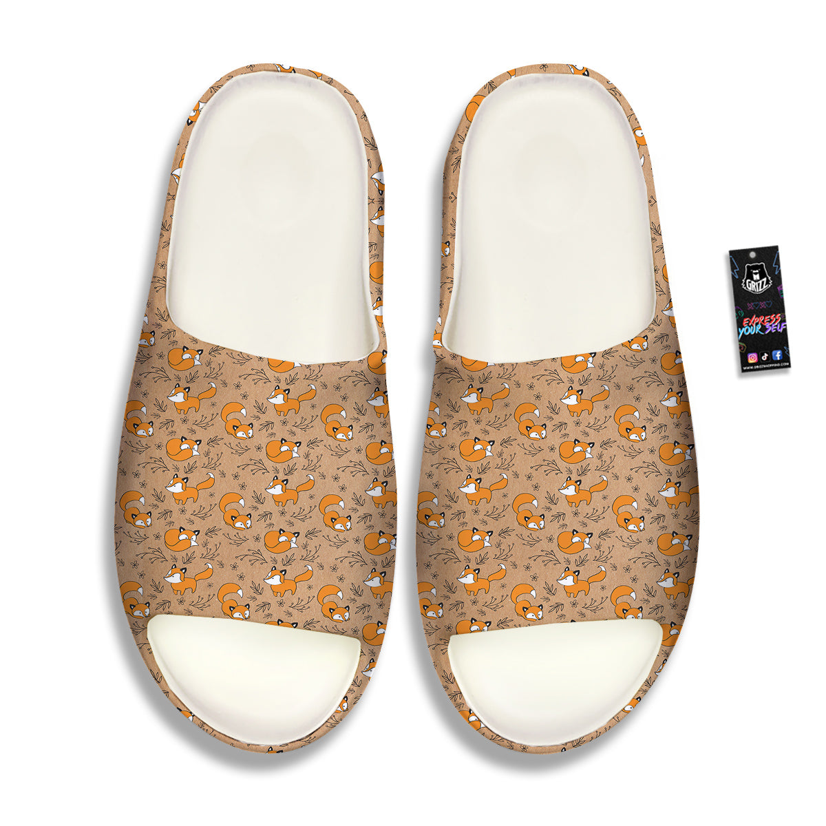 Fox Cartoon Print Pattern Sandals-grizzshop