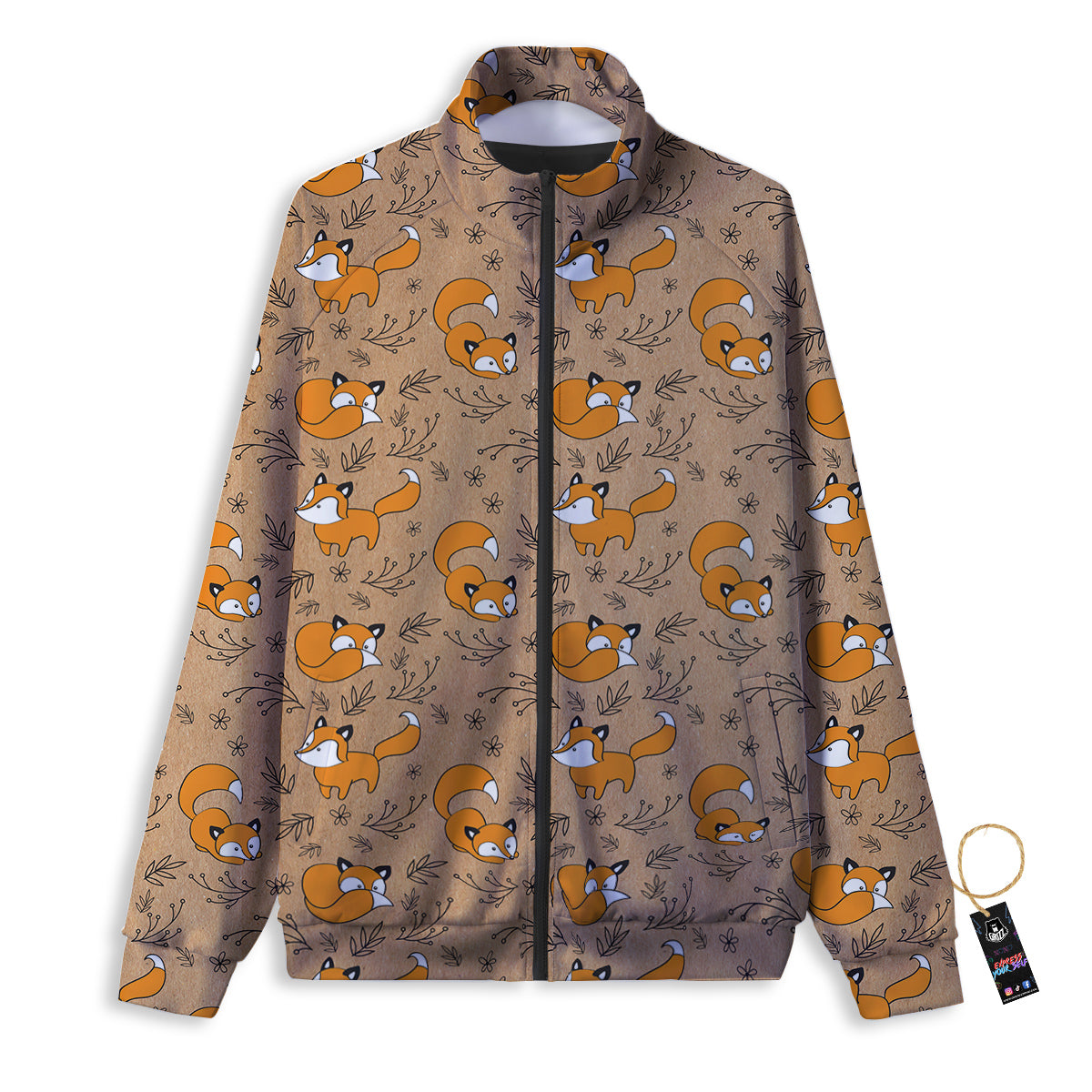 Fox Cartoon Print Pattern Track Jacket-grizzshop