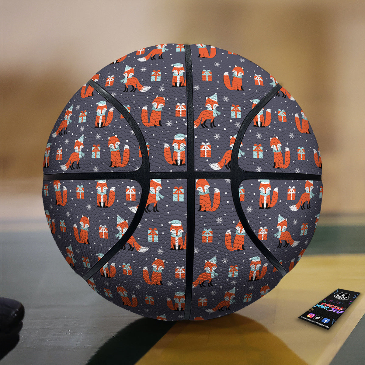 Fox Christmas Print Pattern Basketball-grizzshop