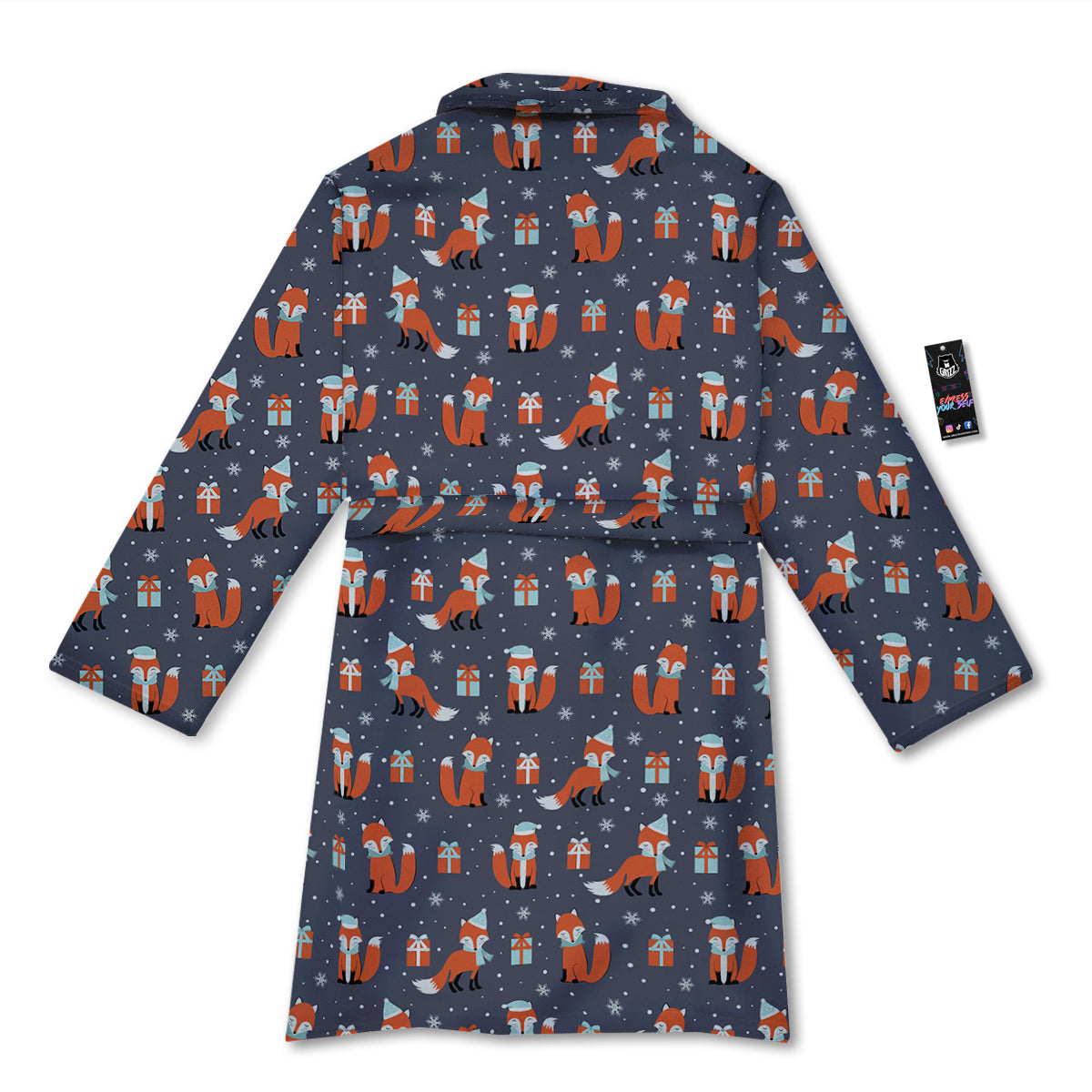 Fox Christmas Print Pattern Bathrobe-grizzshop