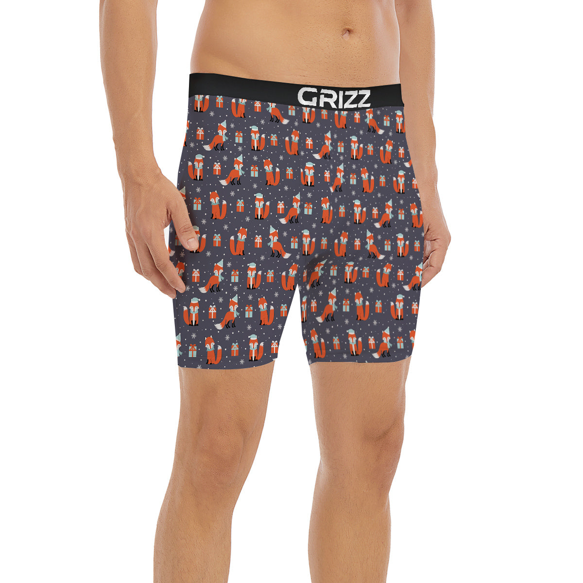 Fox Christmas Print Pattern Boxer Briefs-grizzshop