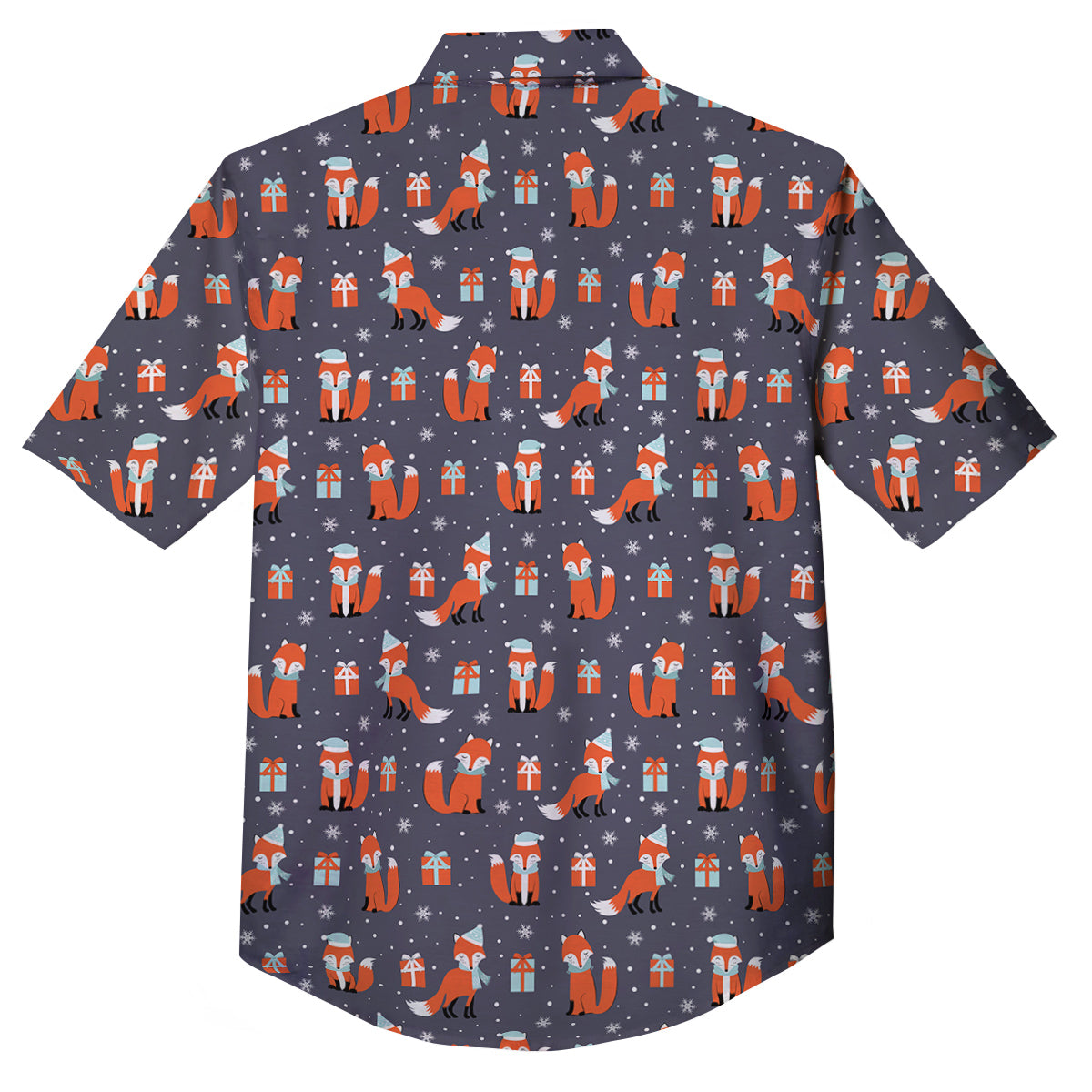 Fox Christmas Print Pattern Button Up Shirt-grizzshop