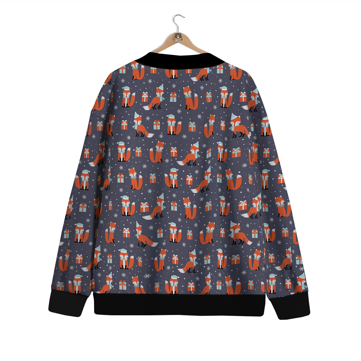 Fox Christmas Print Pattern Cardigan-grizzshop