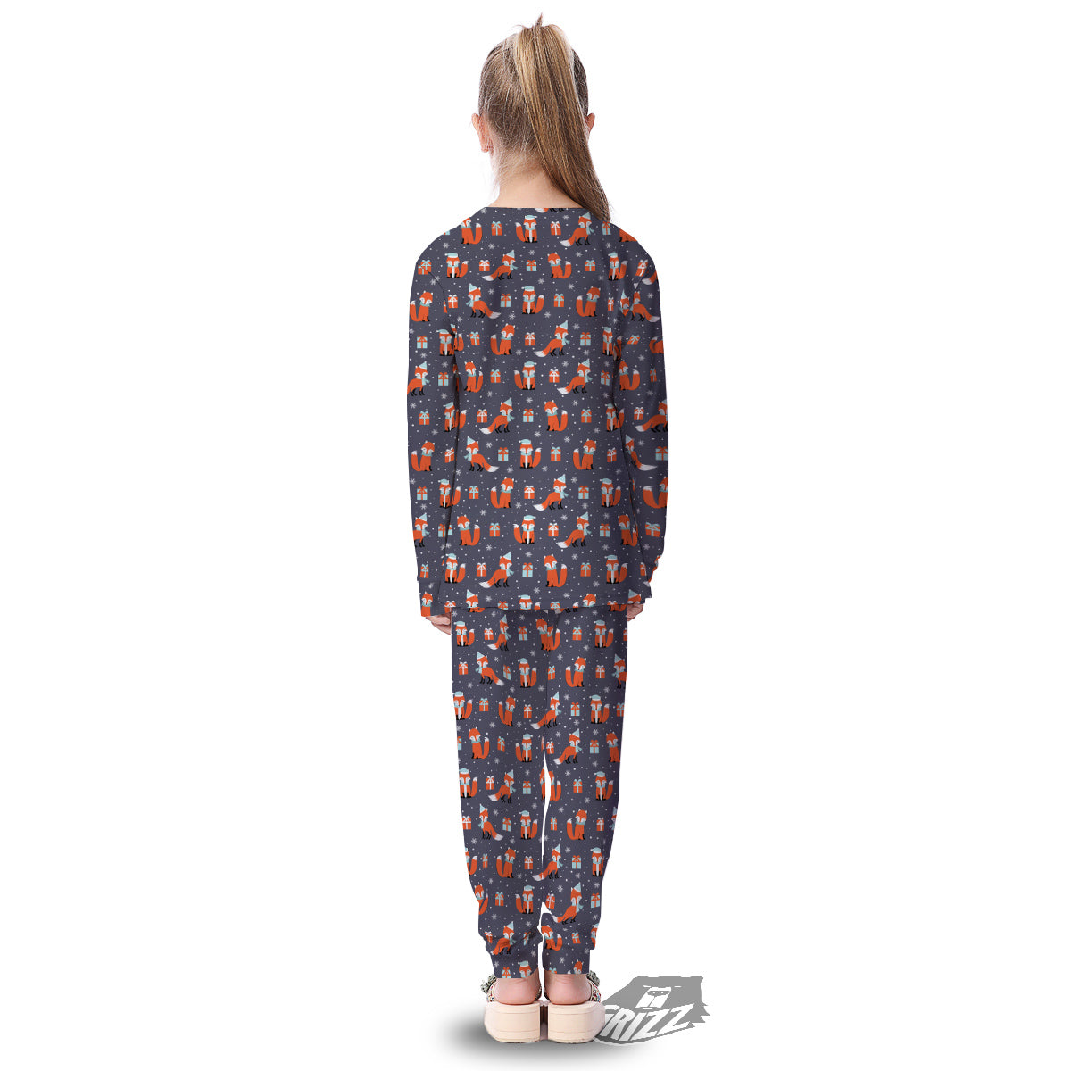 Fox Christmas Print Pattern Kid's Pajamas-grizzshop