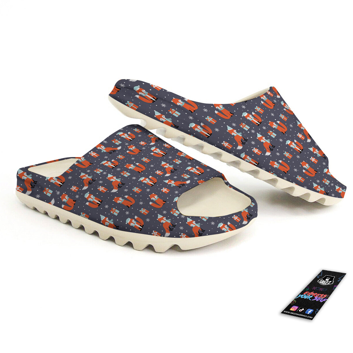 Fox Christmas Print Pattern Sandals-grizzshop