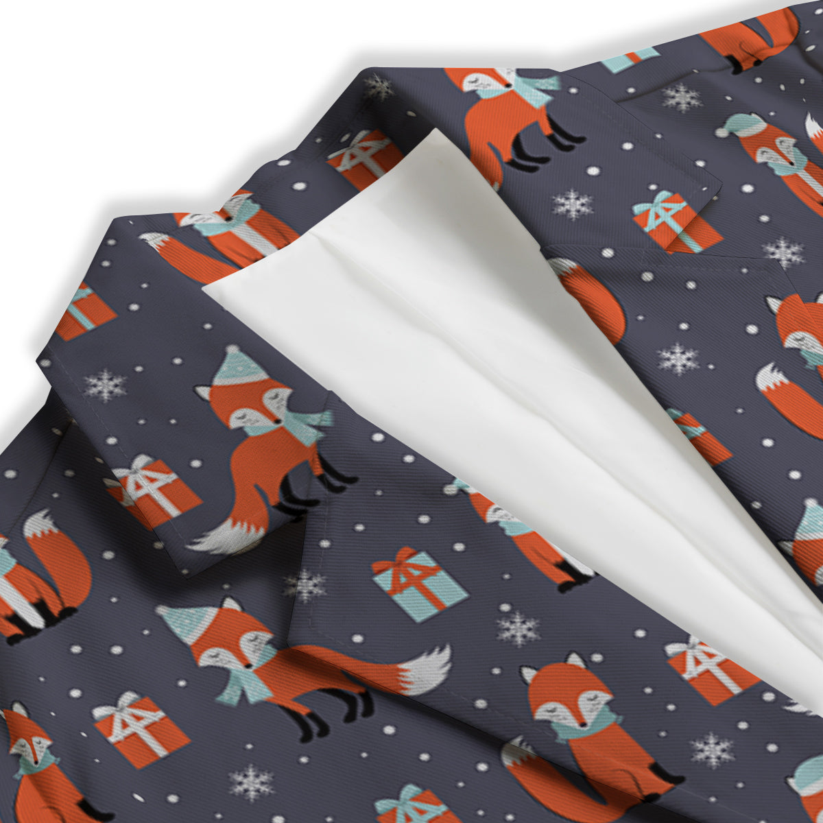 Fox Christmas Print Pattern Women's Blazer-grizzshop