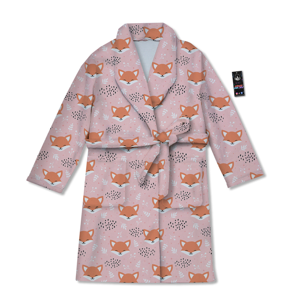 Fox Cute Print Pattern Bathrobe-grizzshop