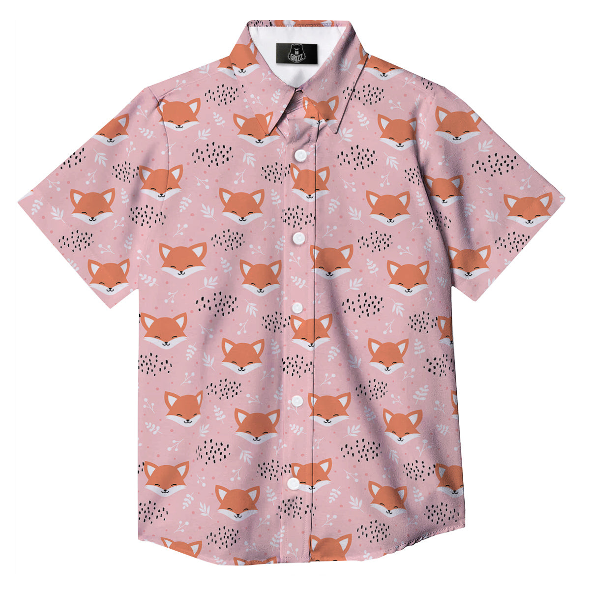 Fox Cute Print Pattern Button Up Shirt-grizzshop