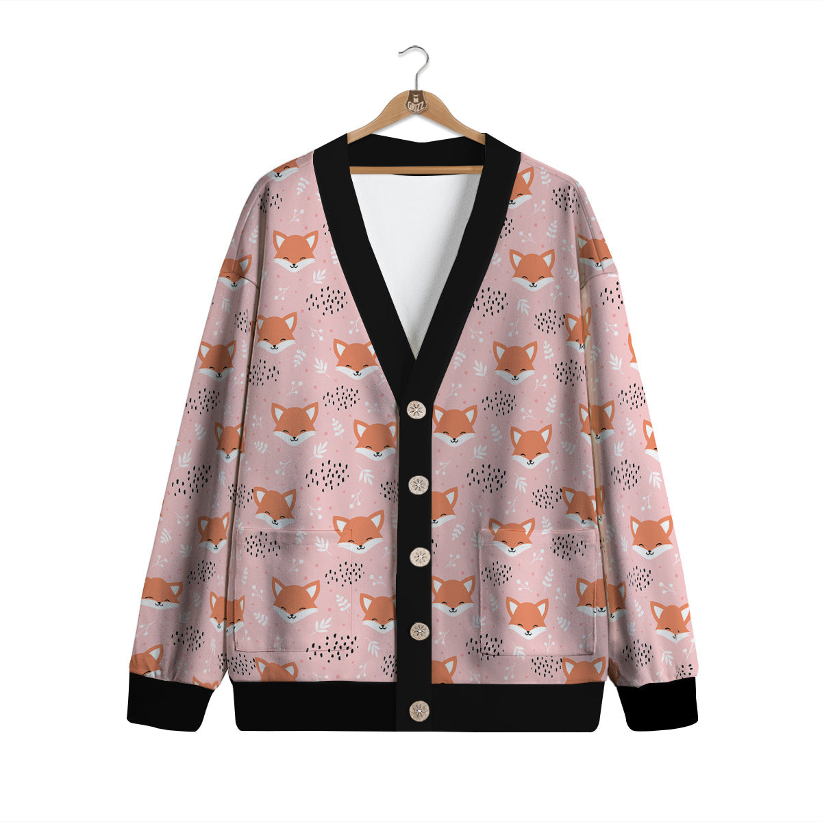 Fox Cute Print Pattern Cardigan-grizzshop