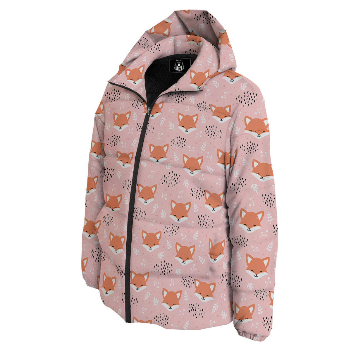 Fox Cute Print Pattern Down Jacket-grizzshop