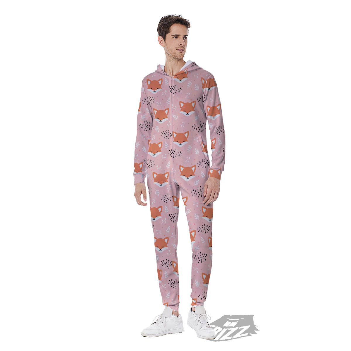 Fox Cute Print Pattern Men's Jumpsuit-grizzshop