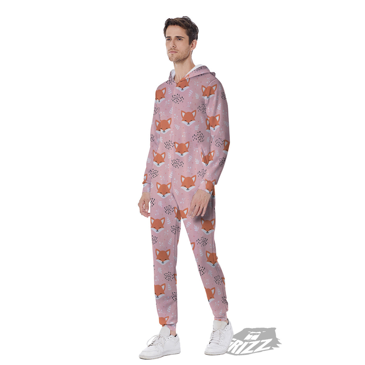 Fox Cute Print Pattern Men's Jumpsuit-grizzshop
