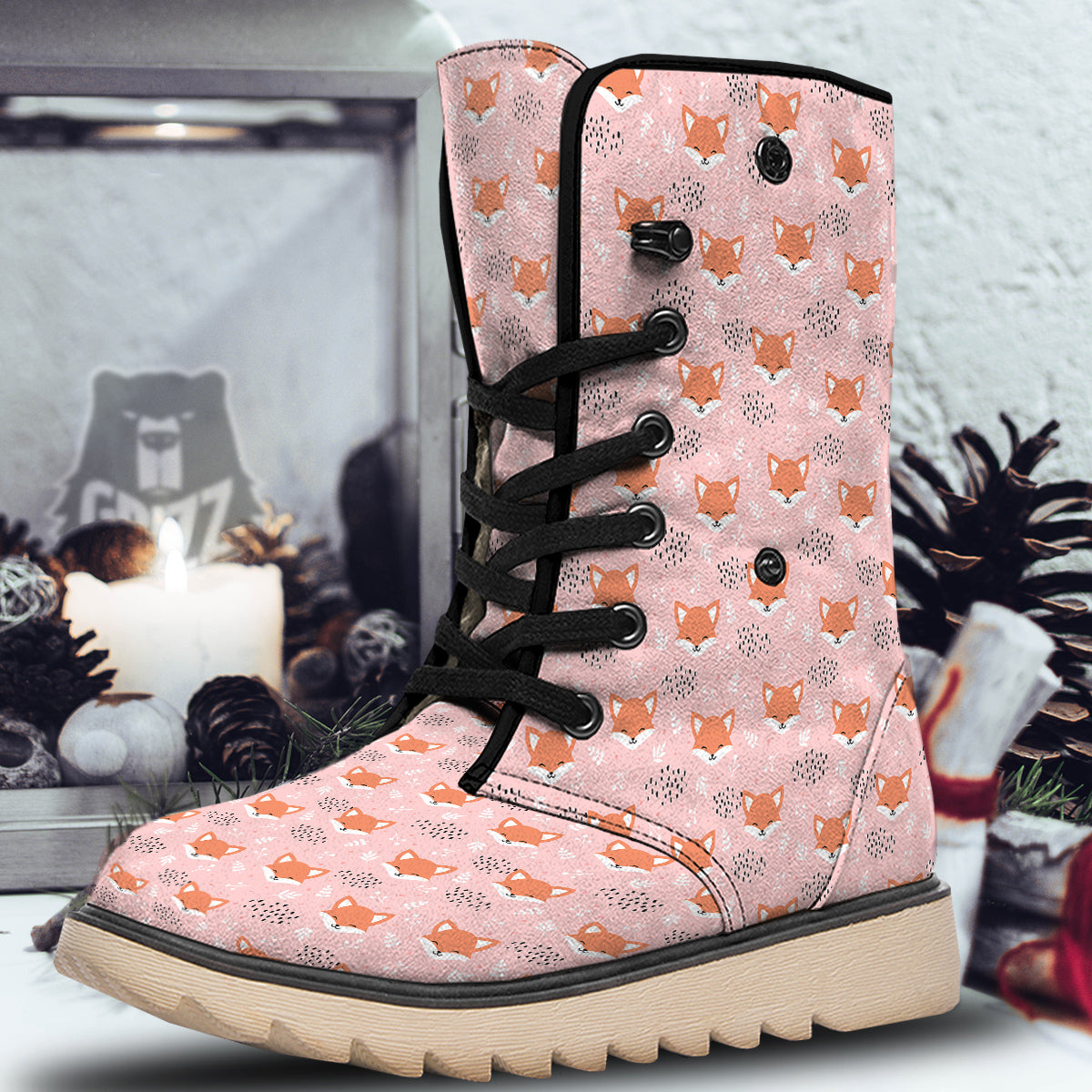 Fox Cute Print Pattern Snow Boots-grizzshop