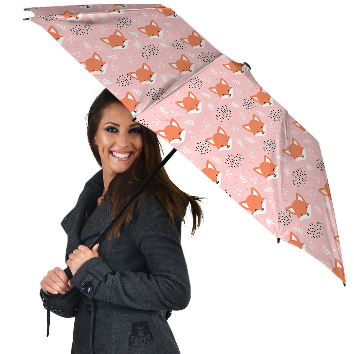 Fox Cute Print Pattern Umbrella-grizzshop