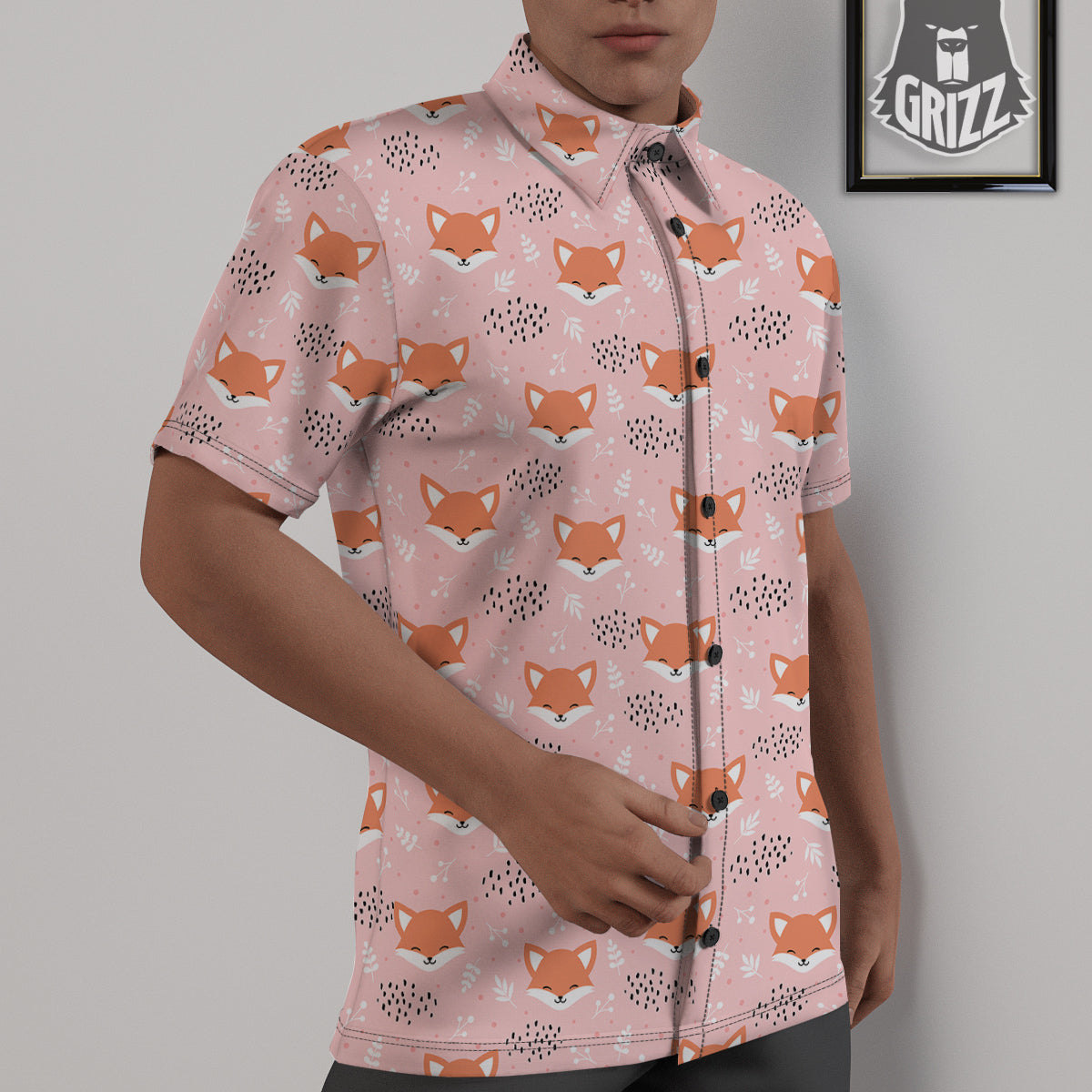 Fox Cute Print Pattern Untucked Shirts-grizzshop