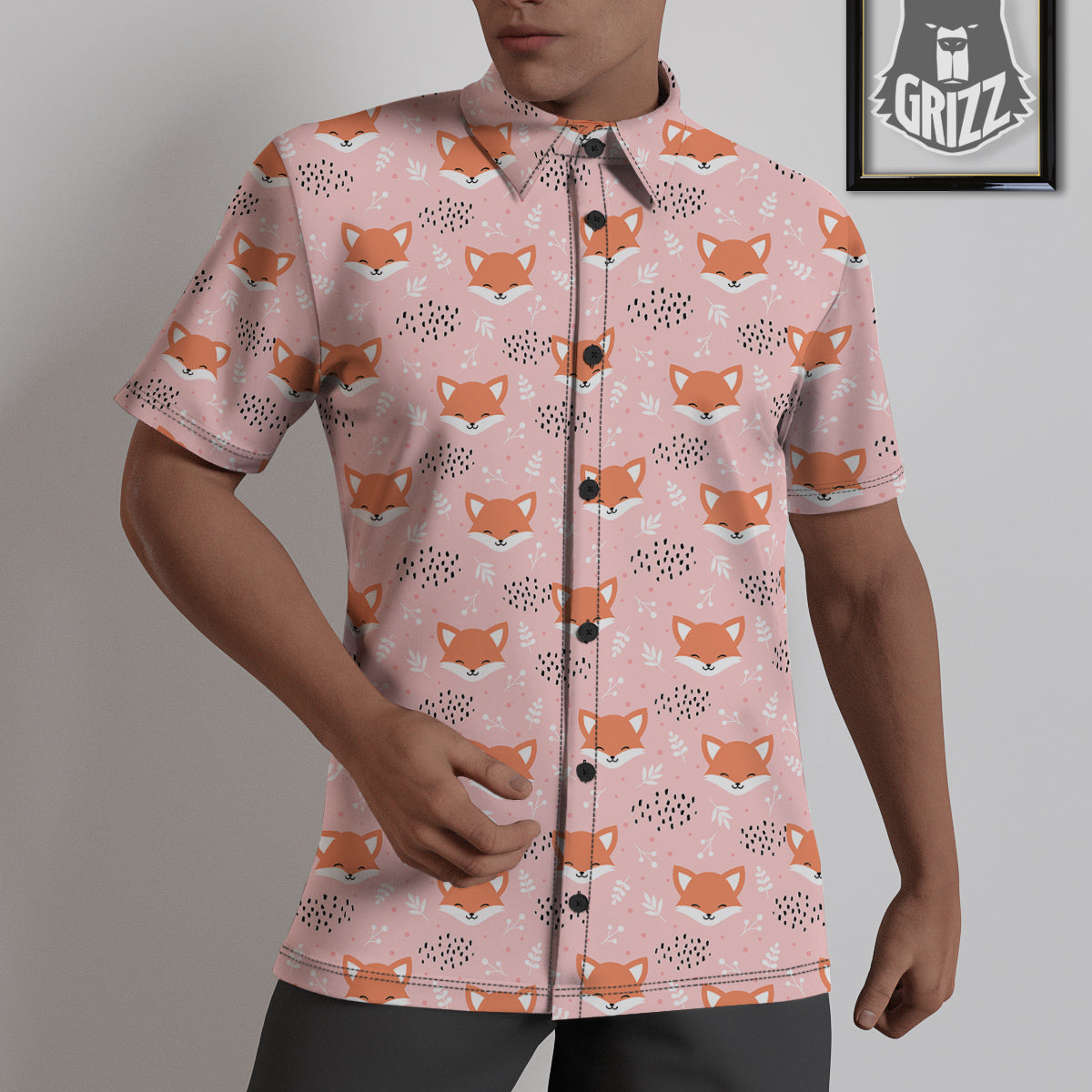 Fox Cute Print Pattern Untucked Shirts-grizzshop