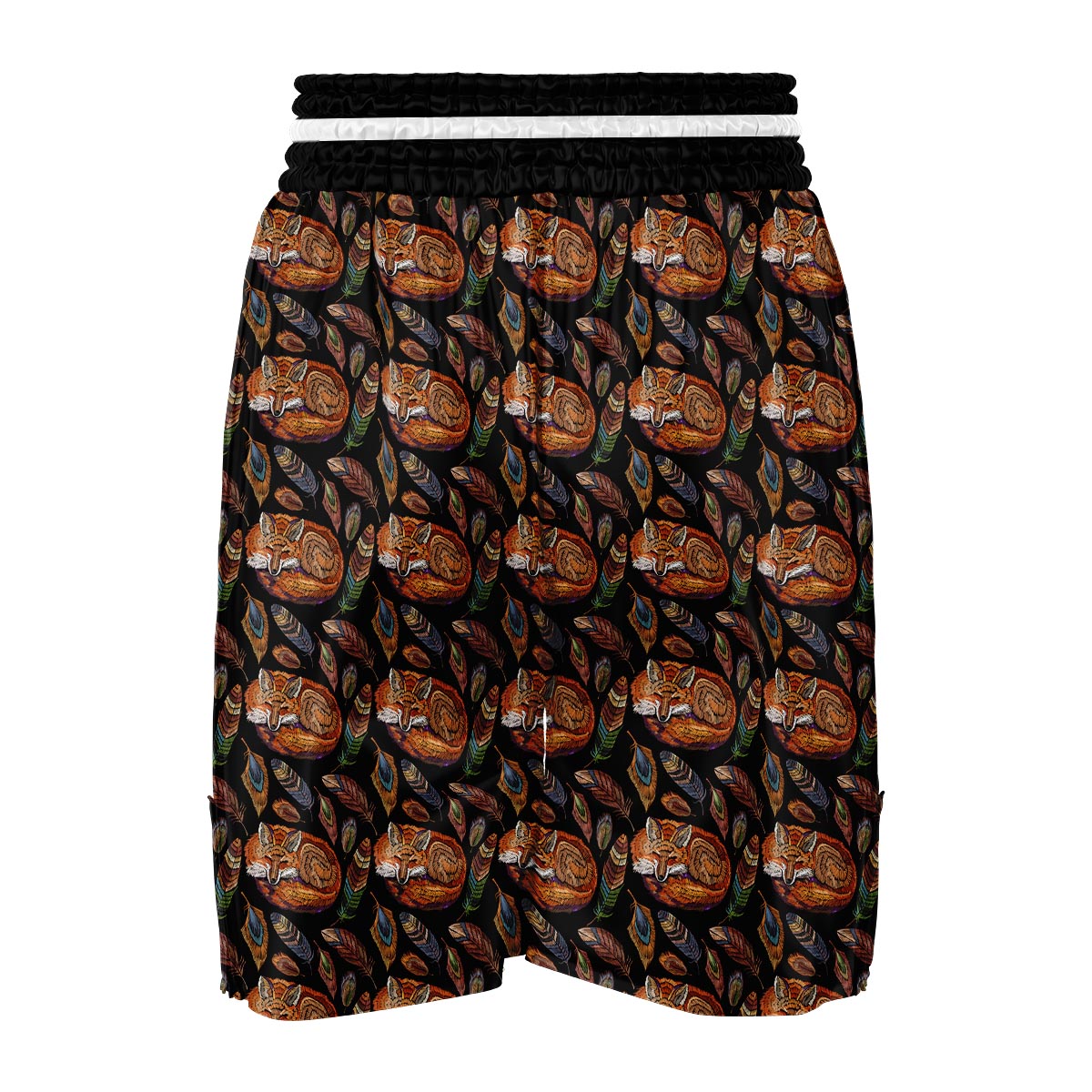 Fox Feather Pattern Print Boxing Shorts-grizzshop