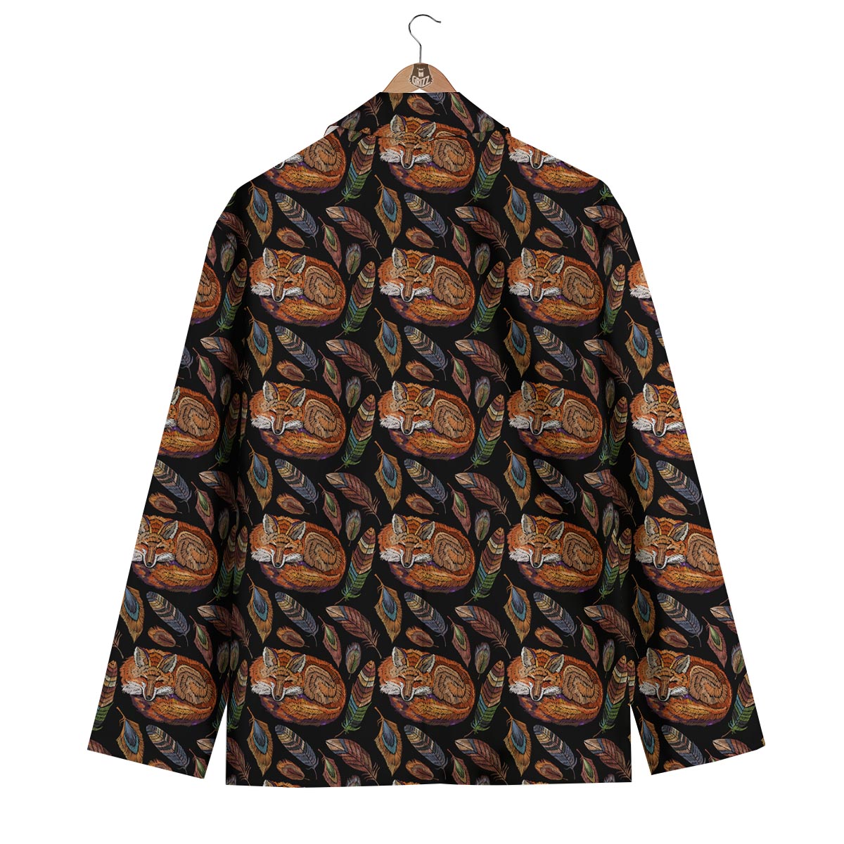 Fox Feather Pattern Print Men's Blazer-grizzshop