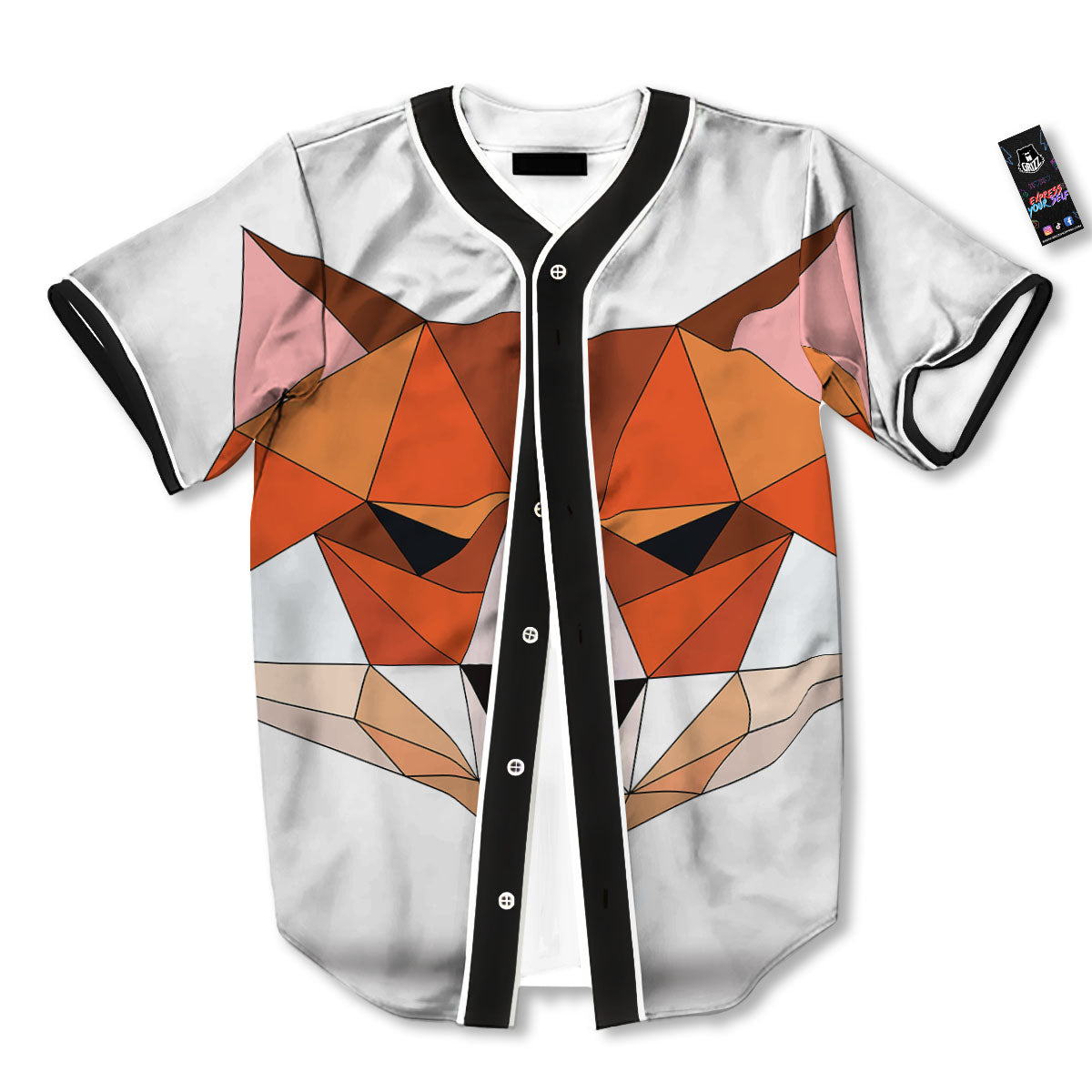 Fox Geometric Print Baseball Jersey-grizzshop