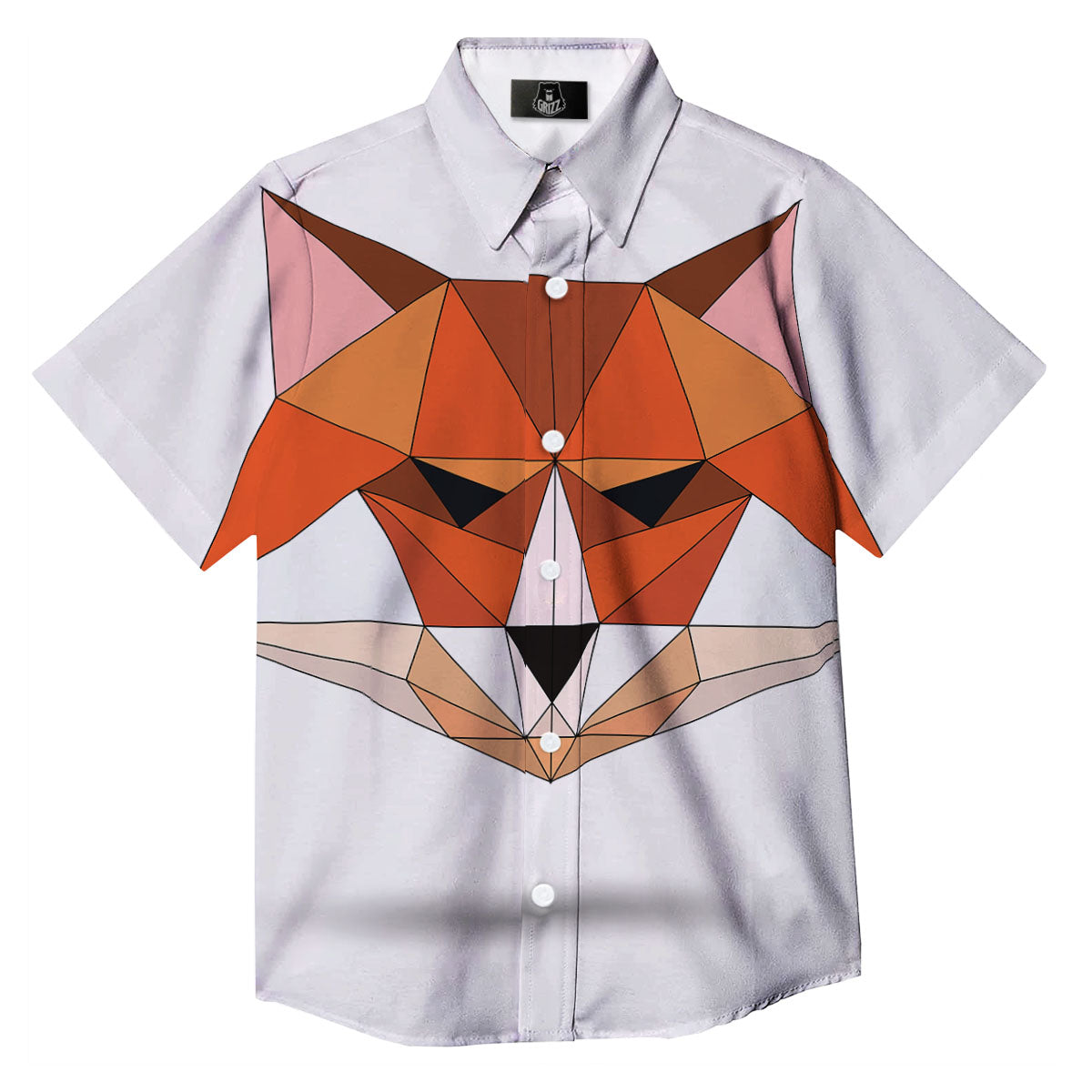 Fox Geometric Print Button Up Shirt-grizzshop