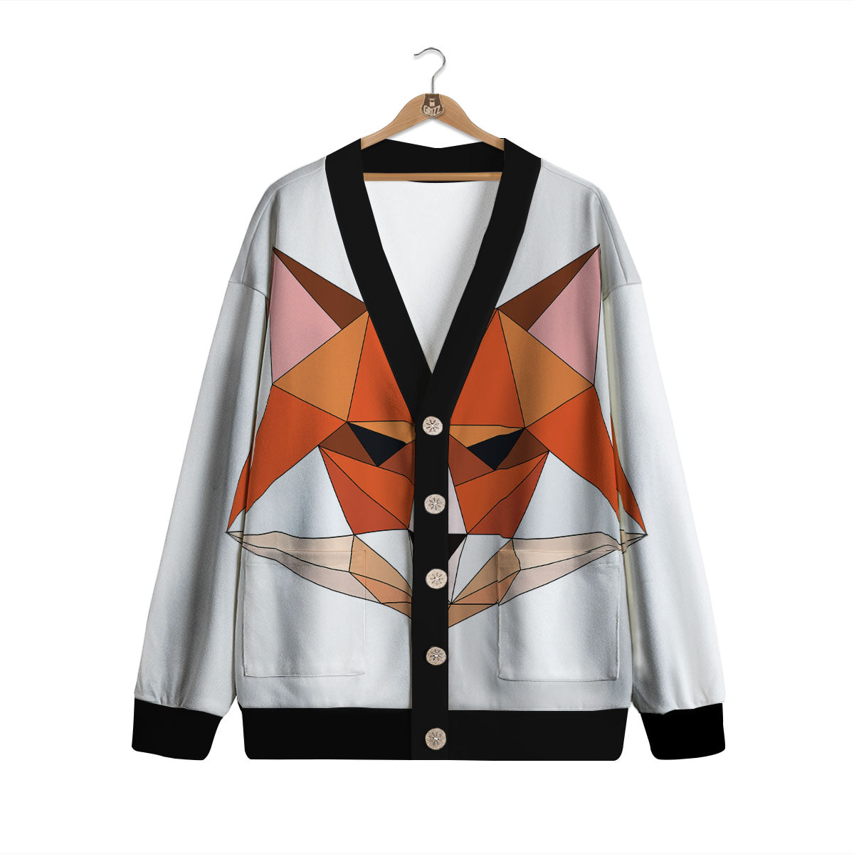 Fox Geometric Print Cardigan-grizzshop