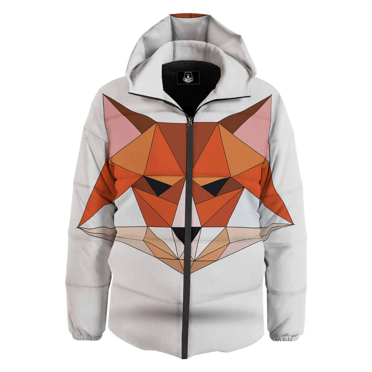 Fox Geometric Print Down Jacket-grizzshop