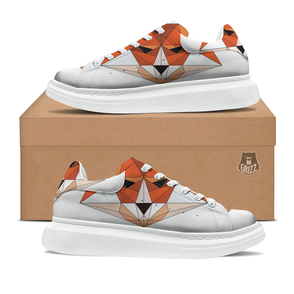 Fox Geometric Print Platform Shoes-grizzshop