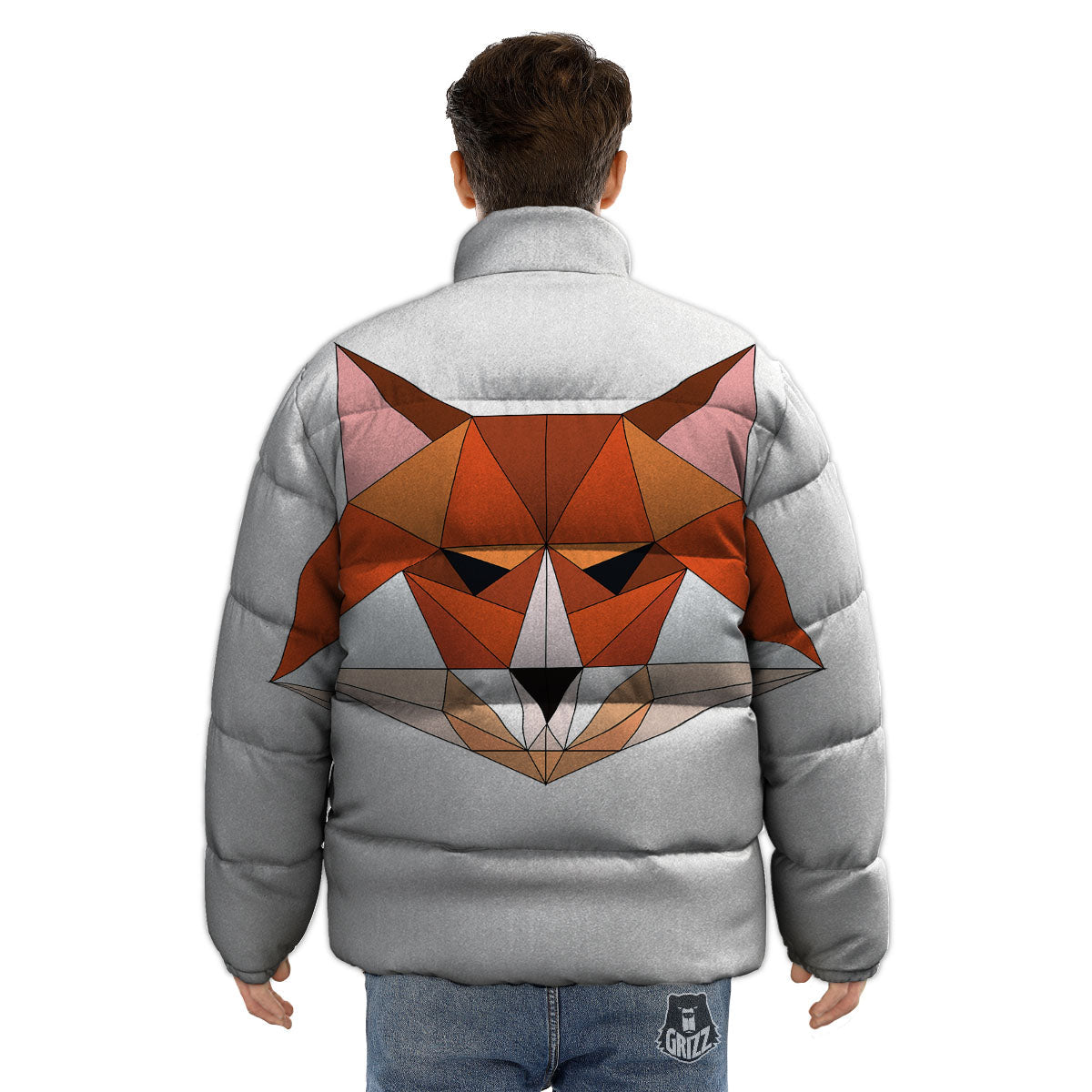 Fox Geometric Print Puffer Jacket-grizzshop