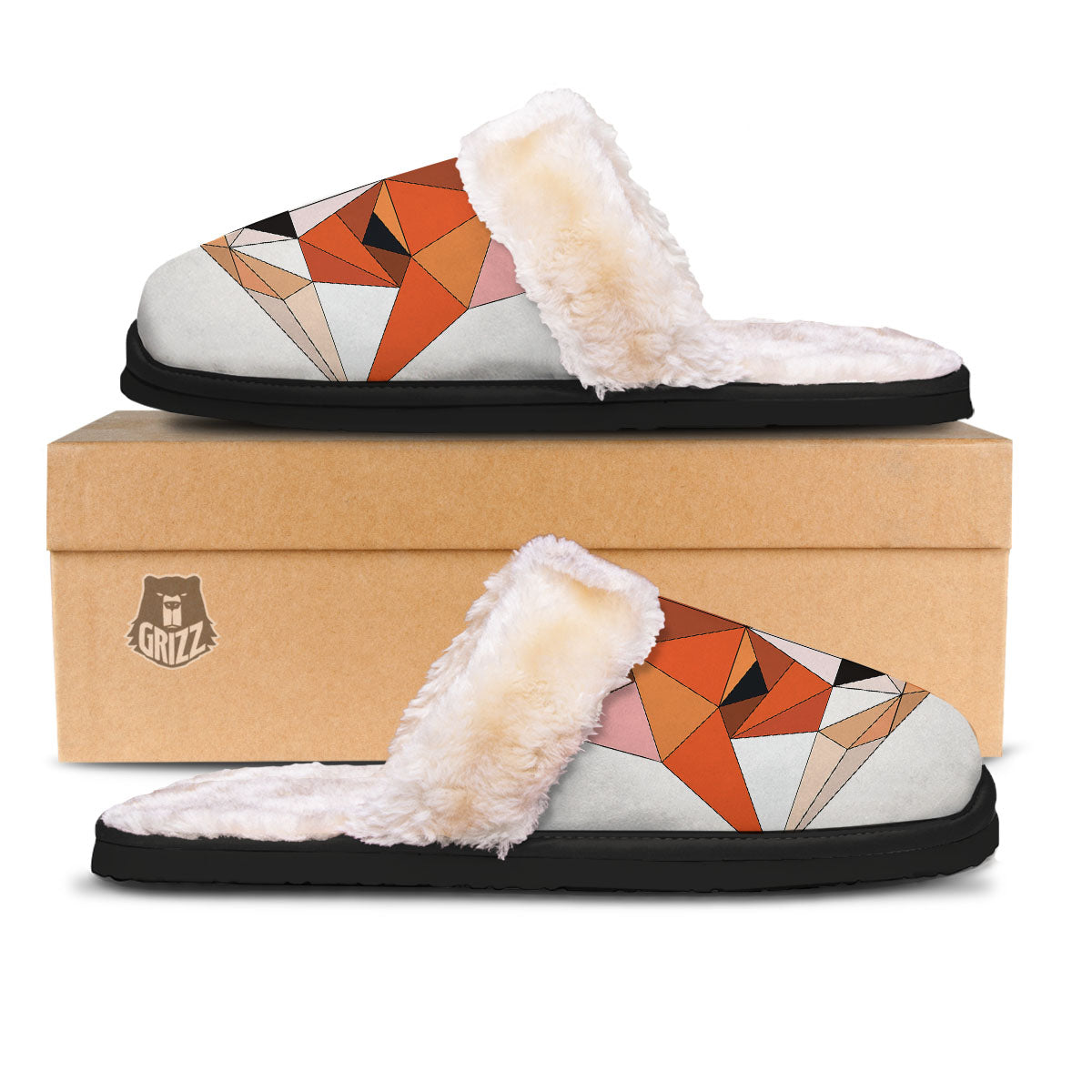 Fox Geometric Print Slippers-grizzshop