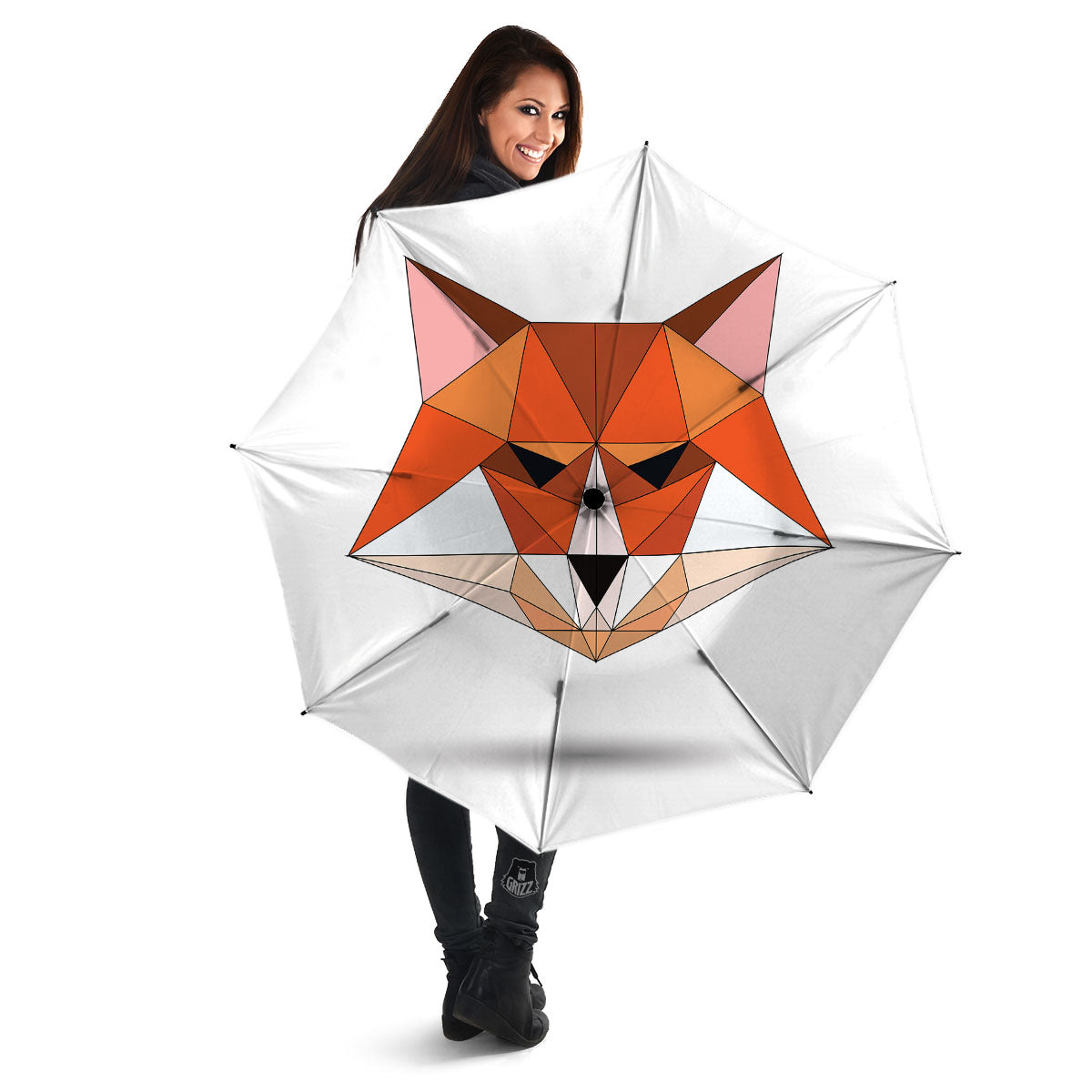 Fox Geometric Print Umbrella-grizzshop