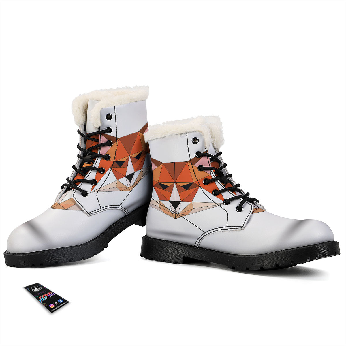 Fox Geometric Print Winter Boots-grizzshop