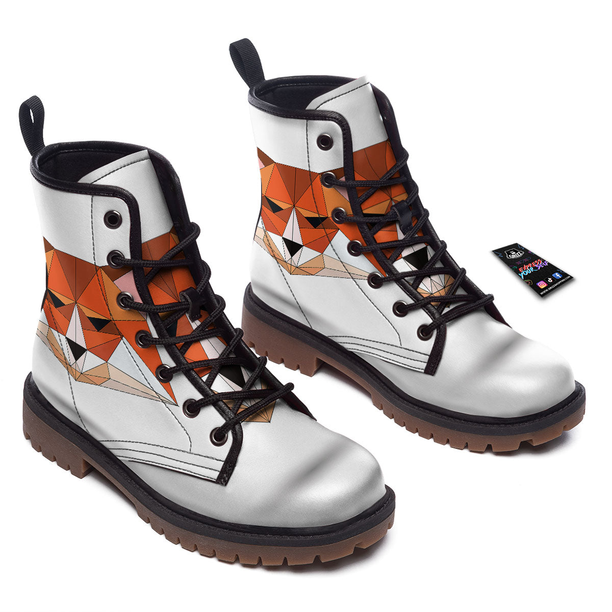 Fox Geometric Print Work Boots-grizzshop