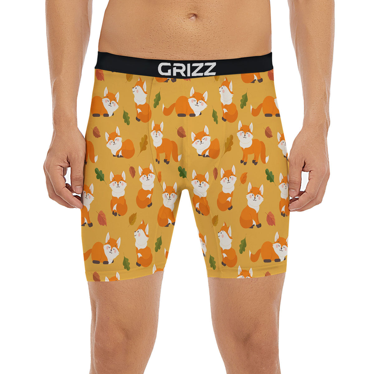 Fox Orange Print Pattern Boxer Briefs-grizzshop